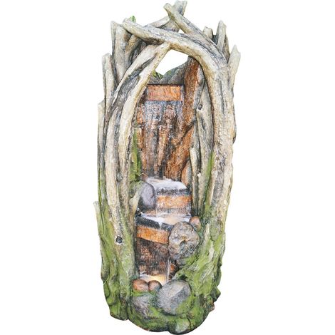 Granimex Monic Polystone Eck-Wasserfall mit Pumpe und LED-Beleuchtung Zierbrunnen Wasserspiel 151x66 (1/5)