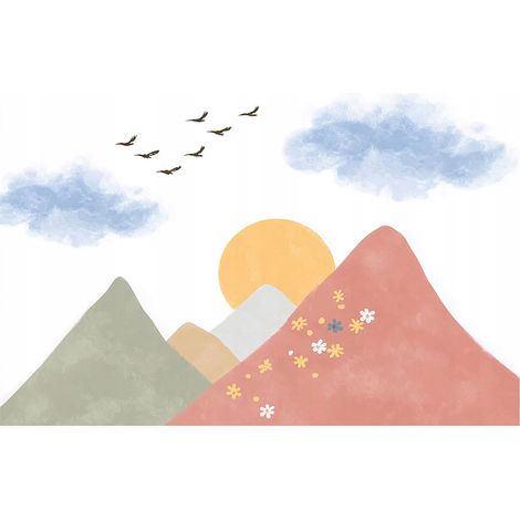 Papier peint mural montagnes enfant fille garçon intissé grand format design intérieur chambre enfant pas cher 250x175 cm (1/5)