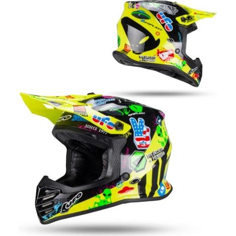 Casque UFO 2026/01 Korey Cross pour enfant/junior/kid, couleur noir/jaune fluo, taille S (homologation ECE 22R06, fermeture micrométrique) - Collection 2026