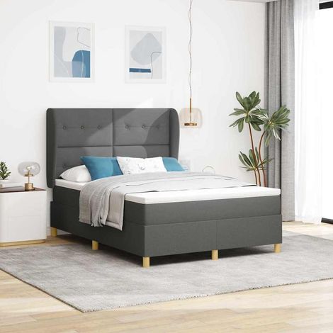 vidaXL Boxspringbett mit Kopfteil Dunkelgrau 190 x 140 cm Stoff (1/5)