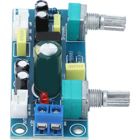 Préamplificateur 2 Canaux avec Filtre Passe-Bas, Alimentation 12‑24V pour Amplificateur Audio