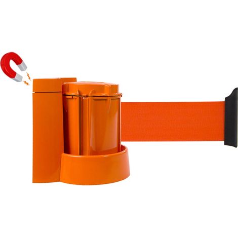 Enrouleur mural magnétique Orange avec sangle Orange 5m x 50mm - 2053594