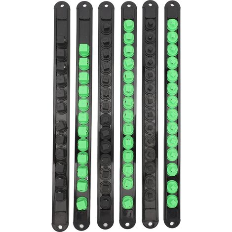 Ortviai Organisateur de douilles 6 pièces avec rotation 360°, clips amovibles pour douilles 1/4", 3/8" et 1/2" en ABS noir (1/5)