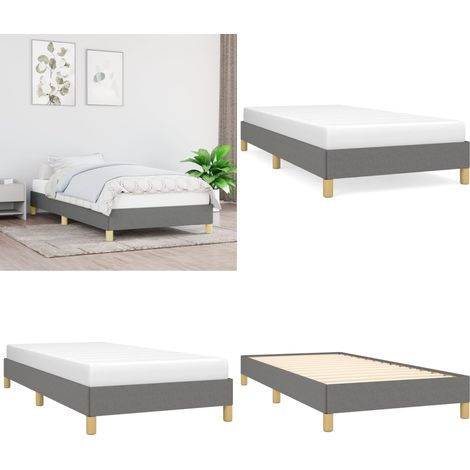 Cadre de lit sans matelas gris foncé 90x190 cm tissu - Cadre De Lit - Lit Double - Literie - Meuble Chambre - Meubles De Chambre - Home & Living (1/5)
