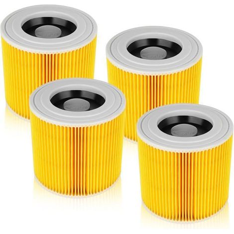 Lot de 4 filtres à cartouche pour Krcher WD3 Premium WD2 WD3 WD3P WD3 MV2 MV3 Filtre WD3 Filtre de rechange pour aspirateur Krcher