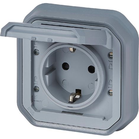 Base Prise Schuko 2P+T Encastrer avec Vis Monoblock LEGRAND 069833L Gris
