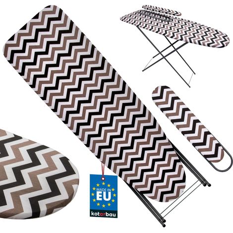 KOTARBAU® Planche à Repasser Pliable - Table à Repasser - Jannette Repassage - 118 x 36 cm - Planche a Repasser Pliable - Jeannette Repassage Manches - Repose-Fer - Réglable en Hauteur - Motif Zigzag (1/4)