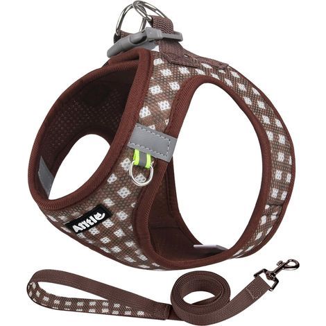 Ensemble Harnais et Laisse réglables pour Chien, Gilet réfléchissant en Maille Souple pour Petits Chiens, Chiots et Chats domestiques, Marche en Plein air, Course à Pied, Chocolat XS (1/5)