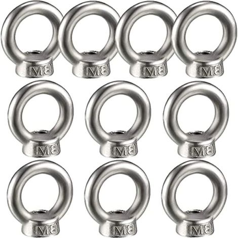 10PCS Écrou à oeil de levage, écrou à anneau femelle pour le levage de l'acier inoxydable 304Pack-of-10, M8 (1/4)
