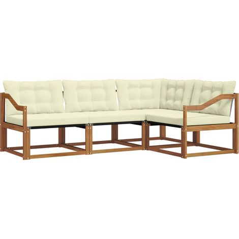 Outdoor Sofa Set with Cushion 4 pcs Natural and Cream vidaXL (1/5)