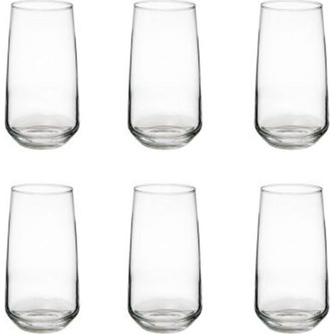 Lot de 6 verres hauts 48cl en verre – Design moderne – Transparent – Facile d'entretien – Pour boissons froides et chaudes – Secret De Gourmet