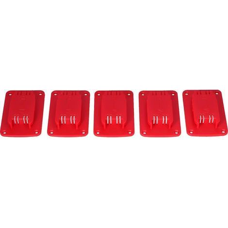 Support de Fixation pour Batterie Milwaukee, Lot de 5 Racks de Rangement pour Outils Électriques Rouges (1/5)