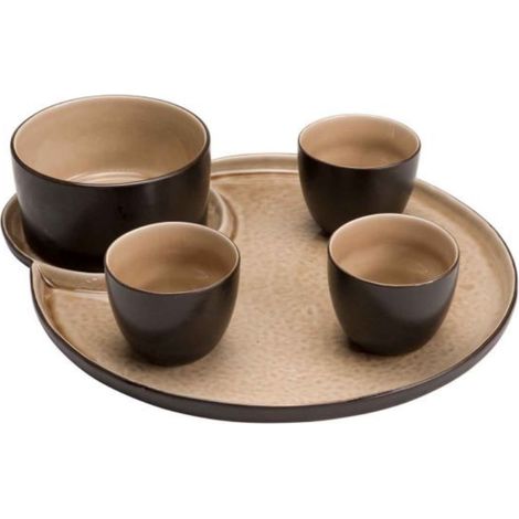 Plateau apéritif en grès LAGUNA - 5 pièces - Beige - Cosy&Trendy