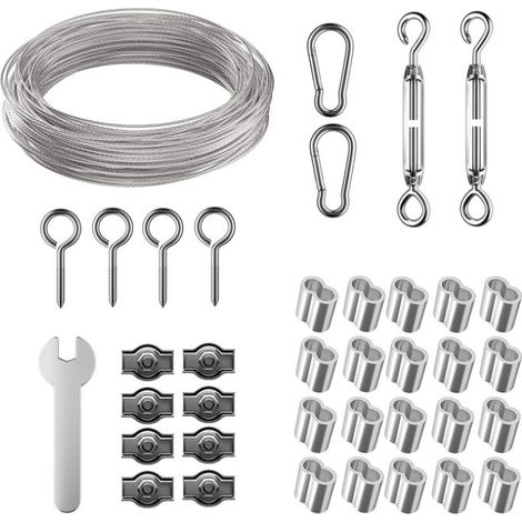 30M Kit de Câble Métallique,Câble en Acier Inoxydable Kit de Câbles en Acier Inoxydable,Câble Métallique Fixation,Câble Métallique en Acier Inoxydable,Câble Métallique - 18 (1/5)