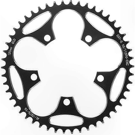 Couronne plate pour VTT, 110mm BCD, 5 trous, profil narrow-wide, couleur rouge, compatible transmission 1x, fixation directe, vélo tout terrain. (1/5)