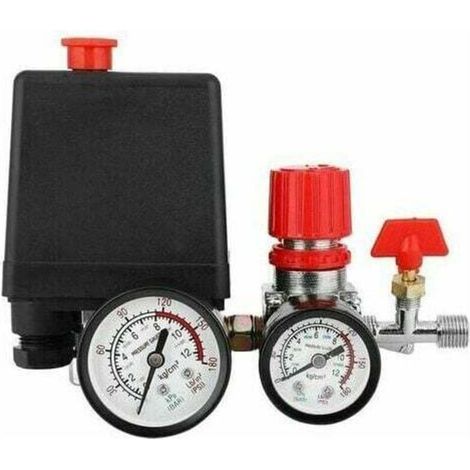 Druckschalter für Luftkompressoren, Druckschalter für Luftkompressoren mit Manometer und Druckregler.