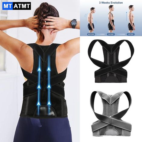 Correcteur de posture pour le dos et la taille, corset, correcteur de posture dorsale, orthèse d'épaule droite, soutien lombaire, soulagement de la douleur, femmes et hommes - noir (XS) (1/5)