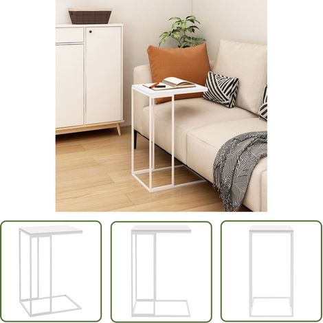 The Living Store Table d'appoint Blanc 40x30x59 cm Bois d'ingénierie - Table D'appoint - Table Basse - Meuble Salon - Table Blanche - Table En Bois (1/5)