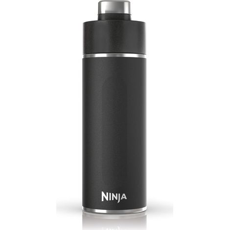 Ninja Thirsti Bouteille et flasque 700 ml avec couvercle étanche, conçue pour boissons gazeuses, chaudes et froides. Voyage/sport. Triple isolation, bouteille en acier inoxydable, Noir, DW2401EUUKBK
