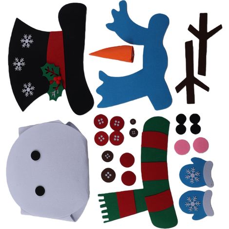 Ensemble de jeux de bonhommes de neige en feutrine, 31 pièces, décorations détachables à suspendre à la porte ou au mur pour Noël, 51 x 99 cm, 3 mm d'épaisseur (1/5)