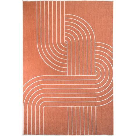 Tapis extérieur, kilim reversible LYN2 T REVERSIBLE 120x170 Terracota et crème (1/5)