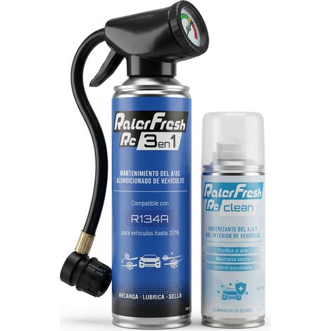 Gas Refrigerante Ralerfresh RC 3en1 500ml para sistemas con R134A con Manómetro y RcClean
