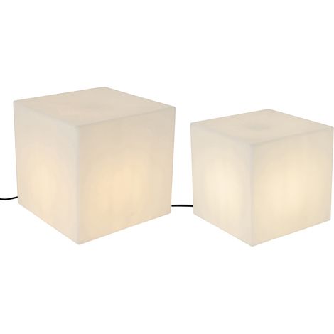 Set aus 2 Außen-Stehleuchten weiß 30 und 38 cm quadratisch IP44 - Nura (1/4)