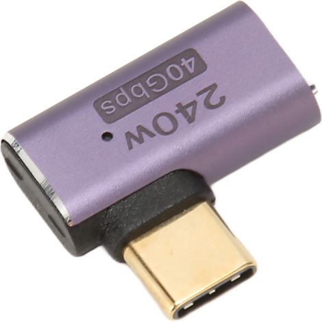 Adaptateur USB-C femelle vers USB-C mâle PD 240 W 8 kHz 60 Hz 40 Gbit/s USB 4.0 à angle droit pour téléphone portable, tablette et ordinateur portable (1/5)