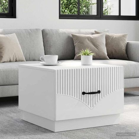 Tavolino da salotto con cassetto Bianco Lucido 49 x 50 x 37 cm vidaXL (1/5)