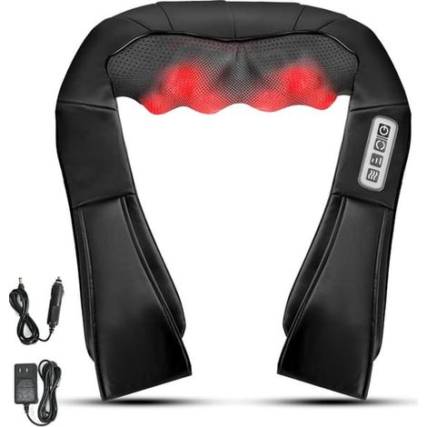 Rouleau de massage chauffant pour la nuque, le dos et la relaxation musculaire. Convient pour la maison, le bureau et la voiture.-AquaForge (1/5)