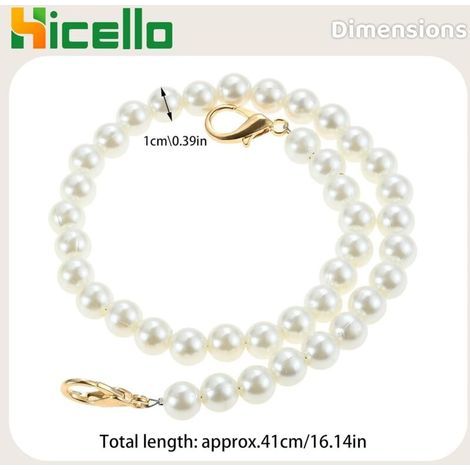 Set of 2 pearly white ABS curtain tiebacks, 41 cm long, 1 cm diameter (1/4)