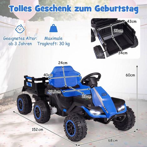 24V Kids' Electric Tractor with Remote Control, Blue (1/5)