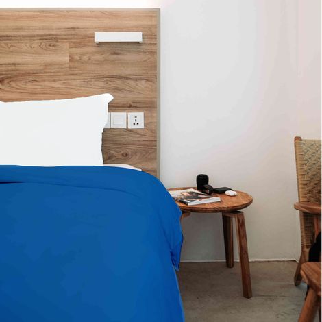 Housse de Couette Unie en 100 % Coton Bleu 260x240 cm (1/2)