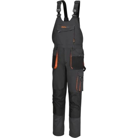 Pantalon de travail pour hommes Beta Tools 7863G, design moderne, bretelles réglables, multi-poches, gris, idéal pour le travail professionnel. (1/2)