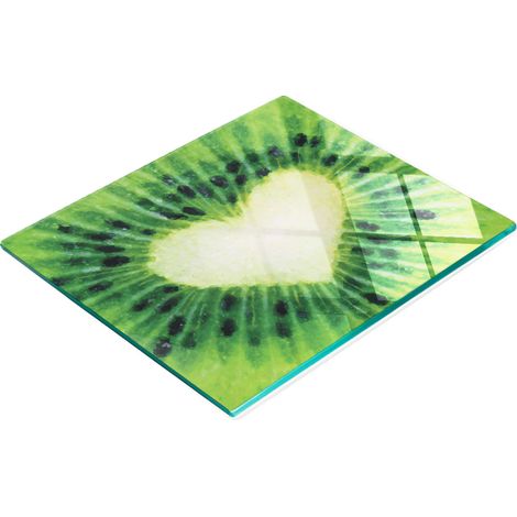 Tabla de cocina de vidrio templado con gr谩fico decorativo de coraz贸n de kiwi, 60x52 cm. (1/5)