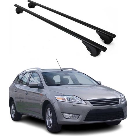 OMAC Barres de toit pour Ford Mondeo III Break 2007-2010 Pre-FL – TÜV / DIN 75302:2019 – Antivol inclus – Charge max 75 kg – 2 barres Noir (1/4)