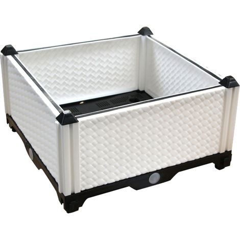 Jardinière surélevée rectangulaire en plastique blanc, 39 x 39 x 22 x 15 cm, pour fleurs et légumes sur balcon