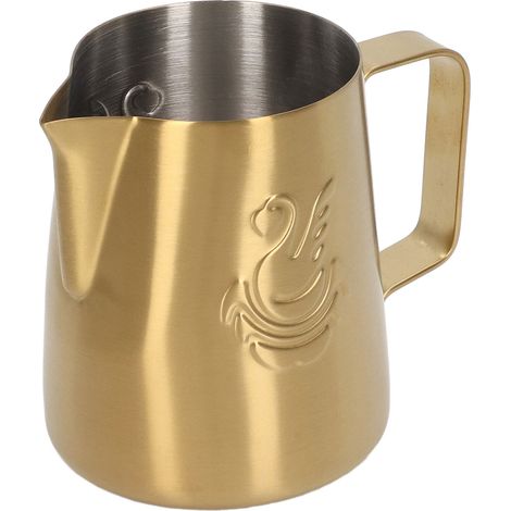 230 ml Milchaufschäumkännchen aus Edelstahl mit abgewinkeltem Griff, ideal für Lattes (weiß). (1/5)
