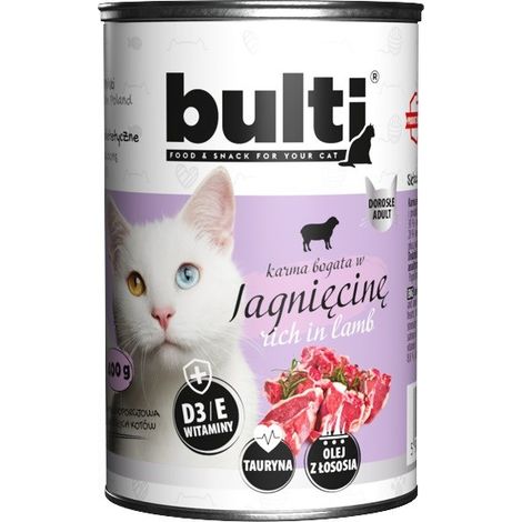 Cibo umido per gatti BULTI, agnello, lattina da 400 g