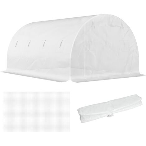 Outsunny Telo Serra in PE da 8 Finestre con Bordi Interrati 4x3x2 m Bianco