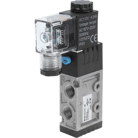 Électrovanne pneumatique 5 voies à 2 positions avec inverseur, entrée G1/4", 110 V CA ±15 %