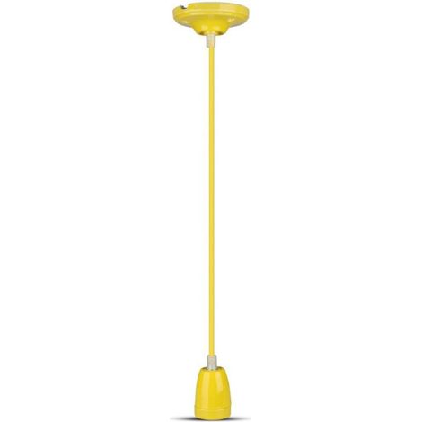 V-TAC VT-7998 Hängeleuchter 1 m E27 aus Porzellan Ф47 mm Seilkabel gelbe Farbe IP20 – SKU 3809