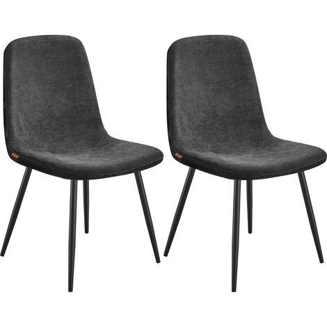 Chaises de Salle à Manger, Lot de 2, Support Métallique, Pieds Réglables, Nettoyage Facile, Chaises de Cuisine, Tissu Chenille, PU Texturé Glacé, Gris (1/5)
