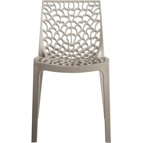 Centrale Brico – Chaise empilable en polypropylène gris – Résistante aux UV et intempéries – Dimensions 52x51xh81 cm – Design moderne