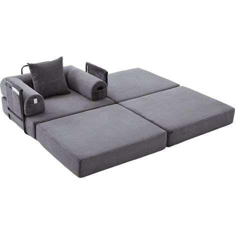 CHICFURN Divano modulare 112x190x67 cm in corduroy grigio scuro con pouf, senza montaggio (1/5)