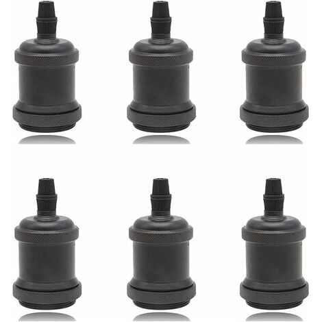 Lot de 6 douilles Edison E27 vintage – Noir mat