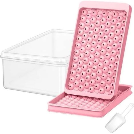 Moule glace - Rose - 2 couches - 104 compartiments - Dmoulage facile - Avec couvercle rose rose BAC A GLACON (1/4)