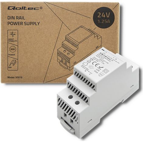 Qoltec DIN-Schienen-Netzteil 30 W 24 V 1,25 A Grau (1/5)