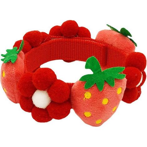 Collier ajustable pour chien, motif fraise, ensemble de 2 colliers en coton rouge (1/5)