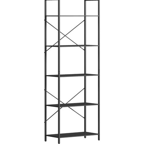 Librería de pie de 5 niveles de metal negro 60 x 30 x 170,5 cm HOMVRA (1/5)
